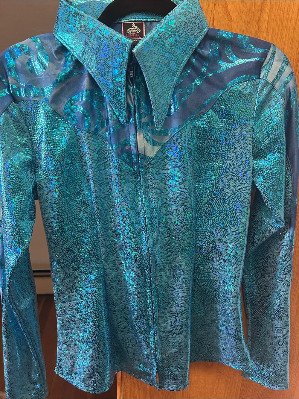 Sundial Show Turquoise zip front show shirt